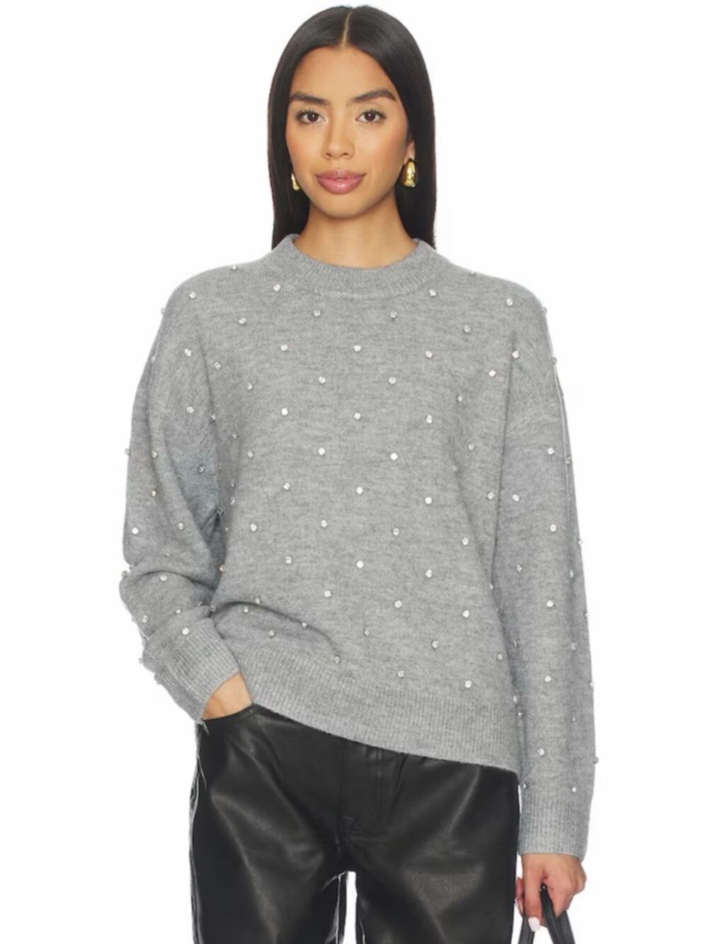 Pistola Aura Relaxed Crew Neck Sweater in Charcoal Diamonte Size Small